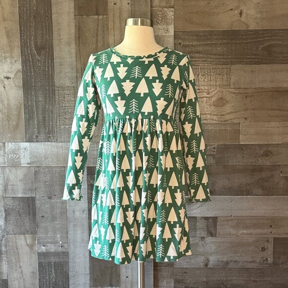 Hanna Andersson green Christmas tree long sleeve dress girls size 12 holiday - Picture 1 of 11